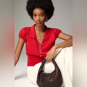 Anthropologie Maeve collared smock waist blouse